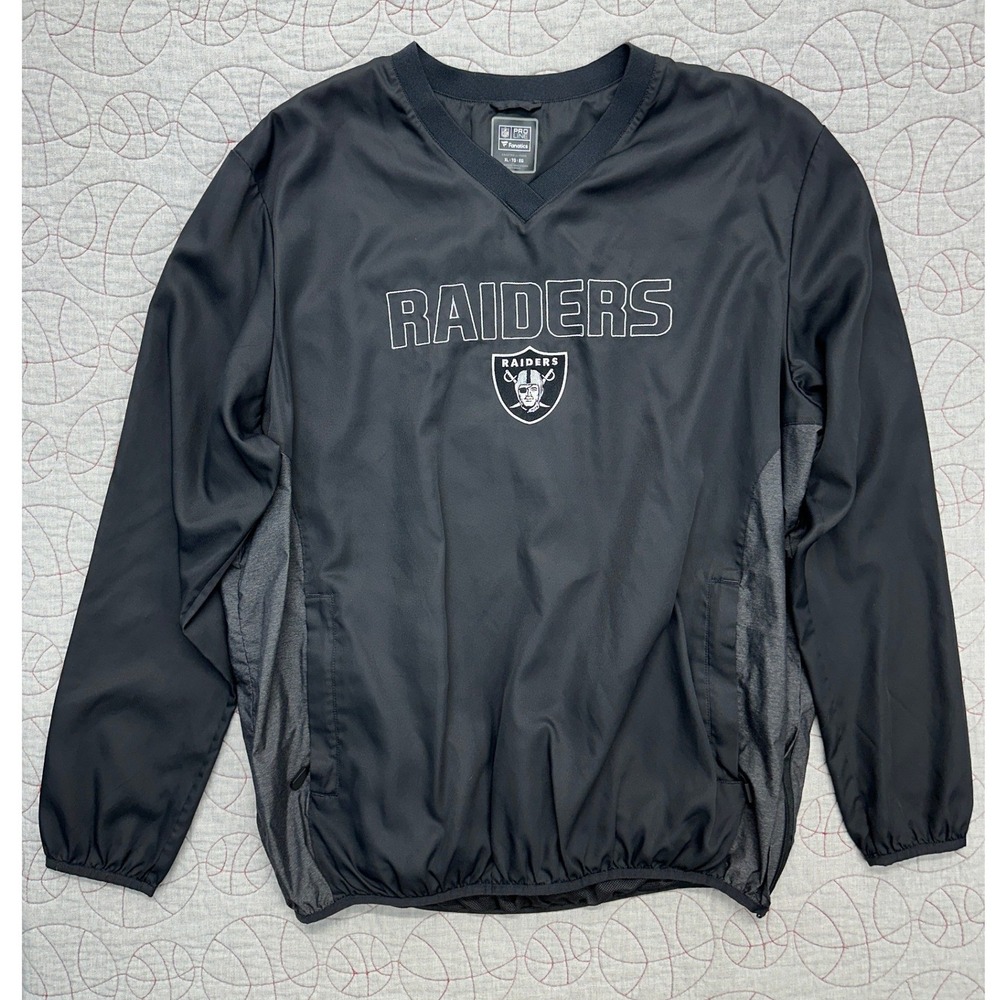 Fanatics Pro Line NFL Raiders Black V-Neck Windshirt Pullover / Mens XL